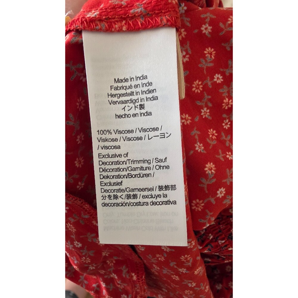 Madewell Challis Button Front Mini Dress Tiny Daisy Red Smocked XXL - Picture 7 of 8